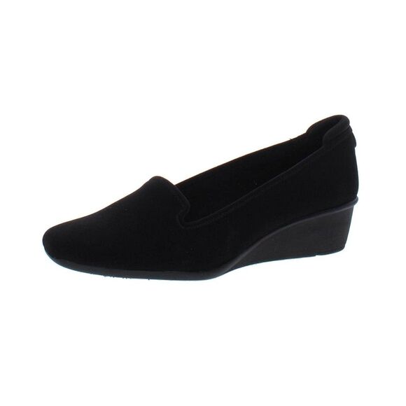Anne Klein Womens 9 M Black Winnefred Slip On Wedge Heels NIB GY7 - Picture 1 of 5